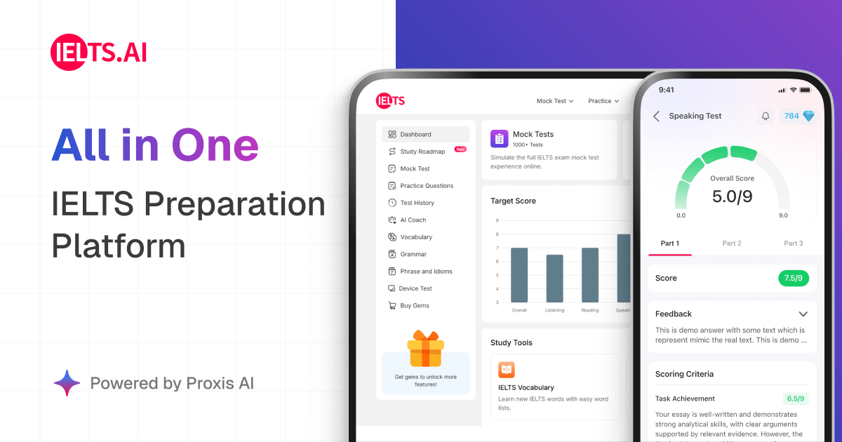 IELTS preparation platform interface
